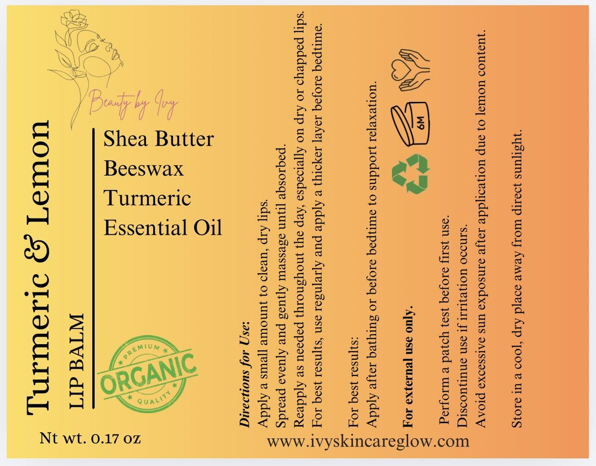 3pcs - Turmeric & Lemon Lip Balm - Beauty by Ivy Organic Skin Care